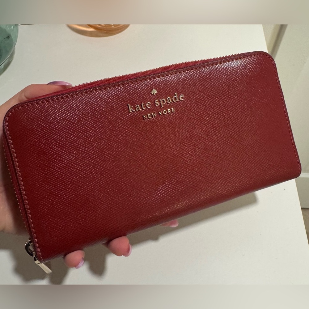 Kate Spade New York Zip-Around Wallet – Maroon - Barely used